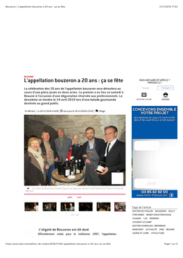 L'appellation Bouzeron a 20 Ans : Ça Se Fête 21/11/2018 17�53