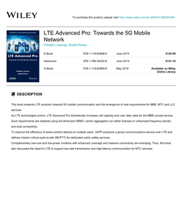 LTE Advanced Pro: Towards the 5G Mobile Network Frédéric Launay, André Perez