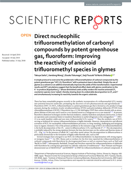 Direct Nucleophilic Trifluoromethylation of Carbonyl Compounds By