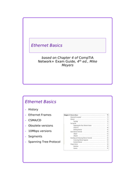 Ethernet Basics Ethernet Basics
