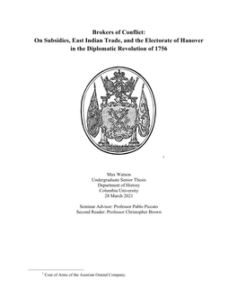 On Subsidies, East Indian Trade, and the Electorate of Hanover in the Diplomatic Revolution of 1756
