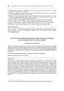 Using the Agglomerative Method of Hierarchical Clustering As a Data Mining Tool in Capital Market1