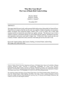 Why Hire Your Rival? the Case of Bank Debt Underwriting