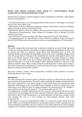 Electric Field Induced Structural Colour Tuning of a Silver-Titanium Dioxide Nanoparticle One Dimensional Photonic Crystals