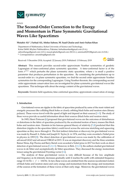 The Second-Order Correction to the Energy and Momentum in Plane Symmetric Gravitational Waves Like Spacetimes