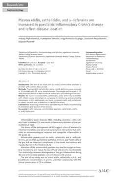 Plasma Elafin, Cathelicidin, and Α-Defensins Are Increased in Paediatric Inflammatory Crohn’S Disease and Reflect Disease Location
