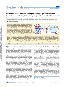 Divalent Cations and the Divergence of Βγ-Crystallin Function Kyle W