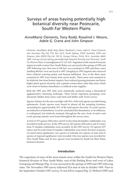 Surveys of Areas Having Potentially High Botanical Diversity Near Pooncarie, South Far Western Plains