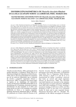 DISTRIBUCIÓN BATIMÉTRICA DE Thaisella Chocolata (Duclos) EN LA ISLA GUAÑAPE NORTE- LA LIBERTAD, PERÚ