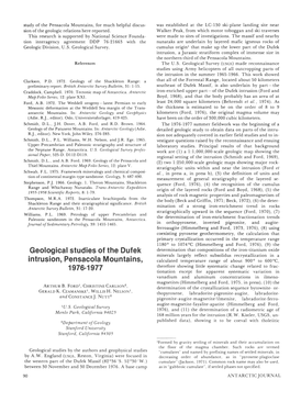 Geological Studies of the Dufek Intrusion, Pensacola Mountains