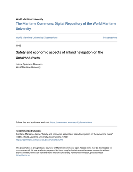 Safety and Economic Aspects of Inland Navigation on the Amazona Rivers