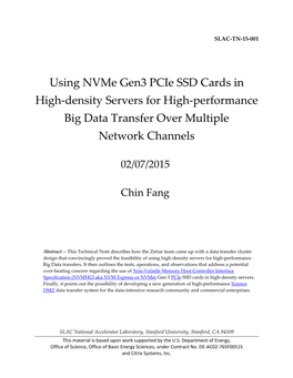 Using Nvme Gen3 Pcie SSD Cards in High-Density Servers for High-Performance Big Data Transfer Over Multiple Network Channels