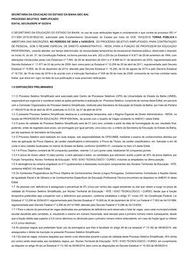 Processo Seletivo Simplificado Edital Sec/Sudepe Nº 02/2019