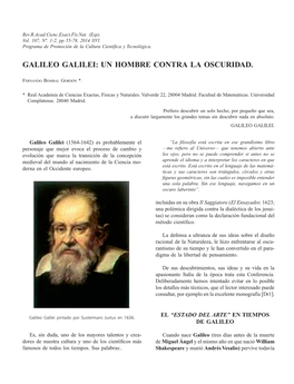 Galileo Galilei: Un Hombre Contra La Oscuridad