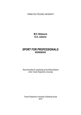 Sport for Professionals Workbook