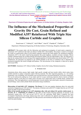 The Influence of the Mechanical Properties of Gravity Die Cast, Grain Refined and Modified A357 Reinforced with Triple Size Silicon Carbide and Graphite