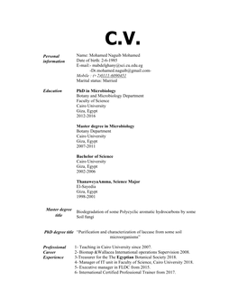 Personal Information Name: Mohamed Naguib Mohamed Date