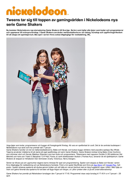 Tweens Tar Sig Till Toppen Av Gamingvärlden I Nickelodeons Nya Serie Game Shakers