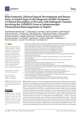 Wide Fontanels, Delayed Speech Development and Hoarse Voice As Useful Signs in the Diagnosis of KBG Syndrome