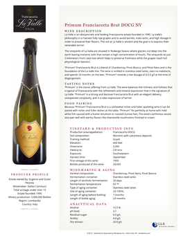 Primum Franciacorta Brut DOCG- Winebow