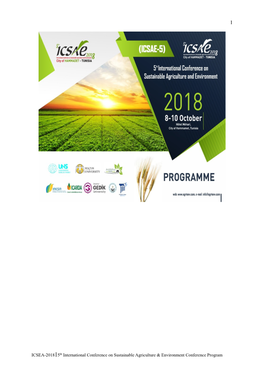 ICSEA-2018 5Th International Conference on Sustainable Agriculture & Environment Conference Program