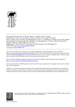 Denning Characteristics of Brown Bears on Kodiak Island, Alaska Author(S): Lawrence J