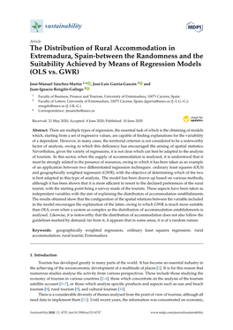 The Distribution of Rural Accommodation in Extremadura, Spain-Between the Randomness and the Suitability Achieved by Means of Regression Models (OLS Vs