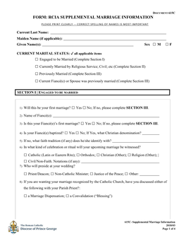 Form: Rcia Supplemental Marriage Information