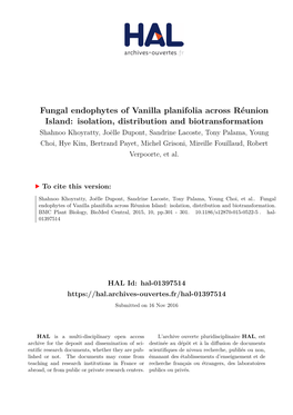 Fungal Endophytes of Vanilla Planifolia Across Réunion Island