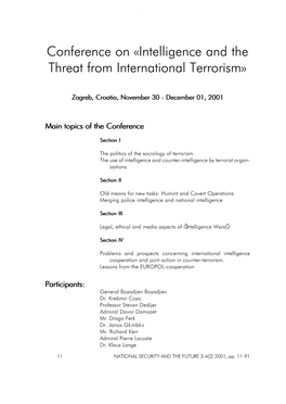 Conference on «Intelligence and the Threat from International Terrorism»