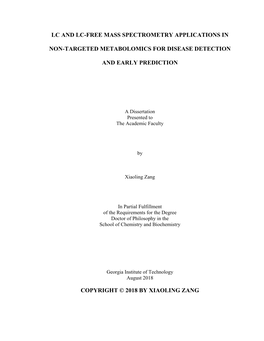 Lc and Lc-Free Mass Spectrometry Applications in Non-Targeted Metabolomics for Disease Detection and Early Prediction