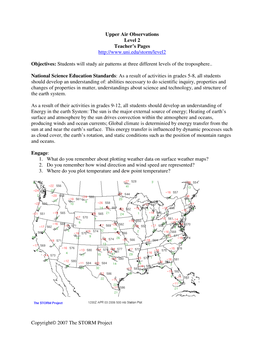 Copyright© 2007 the STORM Project Upper Air Observations Level 2 Student Sheets