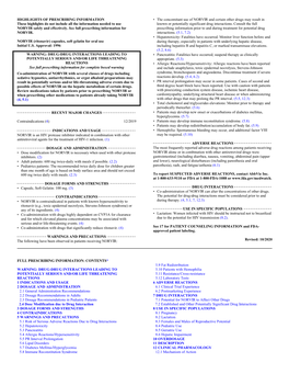 NORVIR and Certain Other Drugs May Result in These Highlights Do Not Include All the Information Needed to Use Known Or Potentially Significant Drug Interactions