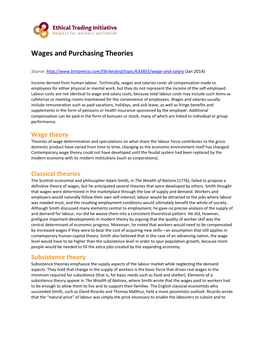 Wages and Purchasing Theories