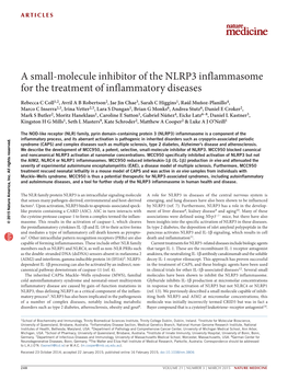 A Small-Molecule Inhibitor of the NLRP3 Inflammasome for the Treatment of Inflammatory Diseases