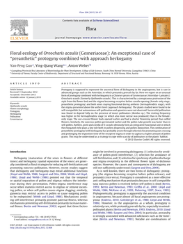 Floral Ecology of Oreocharis Acaulis (Gesneriaceae): an Exceptional Case Of