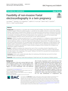 Feasibility of Non-Invasive Foetal Electrocardiography in a Twin Pregnancy Lore Noben1,2*, Michelle E