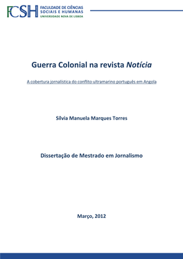 Guerra Colonial Na Revista Notícia