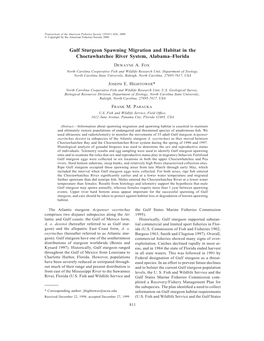 Gulf Sturgeon Spawning Migration and Habitat in the Choctawhatchee River System, Alabama±Florida