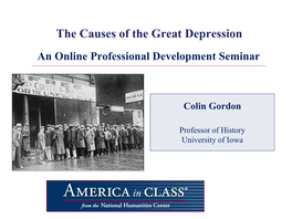 The Causes of the Great Depression an Online Professional Development Seminar