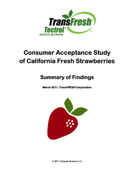 Consumer Acceptance Study of California Fresh Strawberries