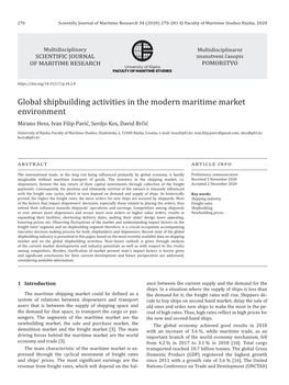 Global Shipbuilding Activities in the Modern Maritime Market Environment