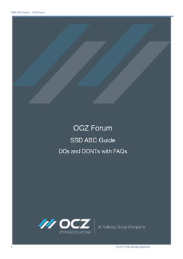 SSD ABC Guide – OCZ Forum Ii © 2014 OCZ Storage Solutions