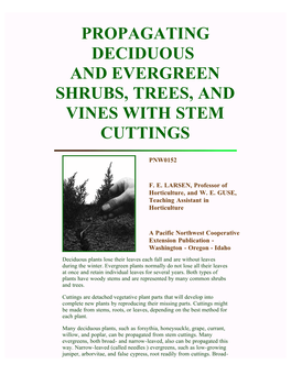 Propagating Deciduous and Evergreen Shrubs, Trees and Vines