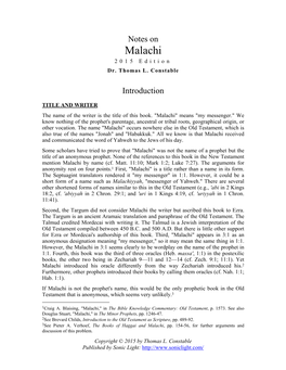 Malachi 2015 Edition Dr