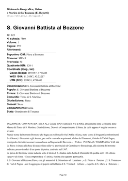 S. Giovanni Battista Al Bozzone