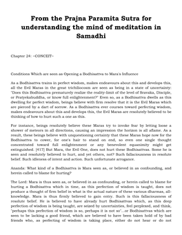 From the Prajna Paramita Sutra for Understanding the Mind of Meditation in Samadhi