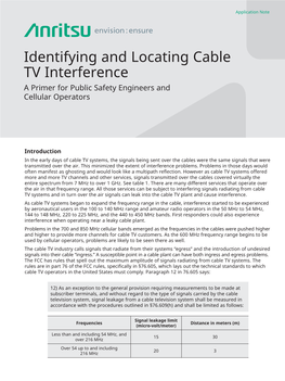 Identifying and Locating Cable TV Interference Application Note