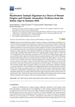 Headwaters' Isotopic Signature As a Tracer of Stream Origins