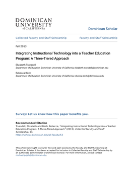 Integrating Instructional Technology Into a Teacher Education Program: a Three-Tiered Approach